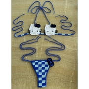 Hello Kitty Crochet Bikini Set 2pcs Bathing Suit Sexy Micro Bikinis Y2k Ties Swimsuit Thong Swimwear Miniso Women Swimming Suit Xinyi